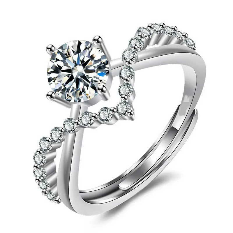 Large Zircon Ring for Women Adjustable Kuaishou