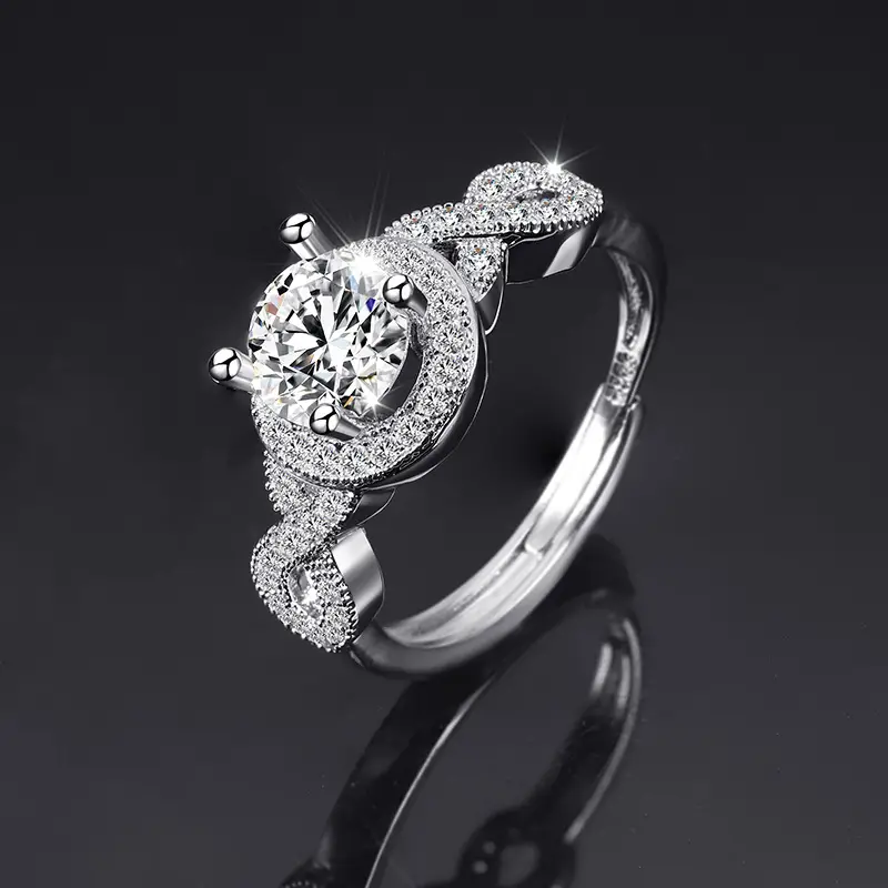 Large Zircon Ring for Women Adjustable Kuaishou
