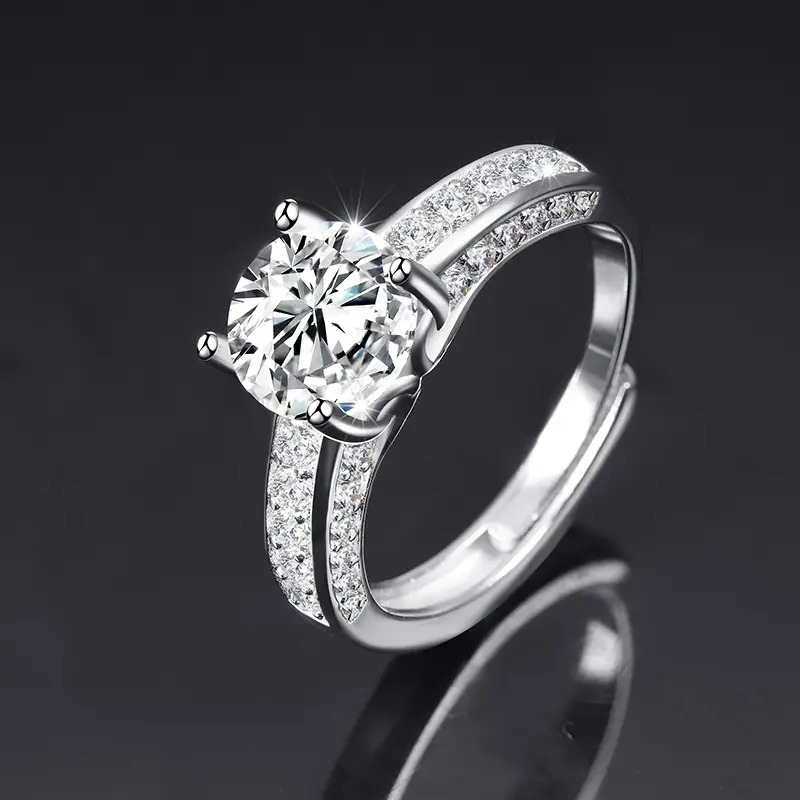Large Zircon Ring for Women Adjustable Kuaishou
