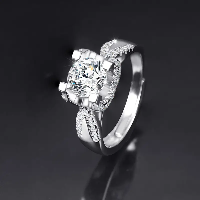 Large Zircon Ring for Women Adjustable Kuaishou