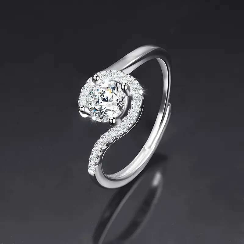 Large Zircon Ring for Women Adjustable Kuaishou