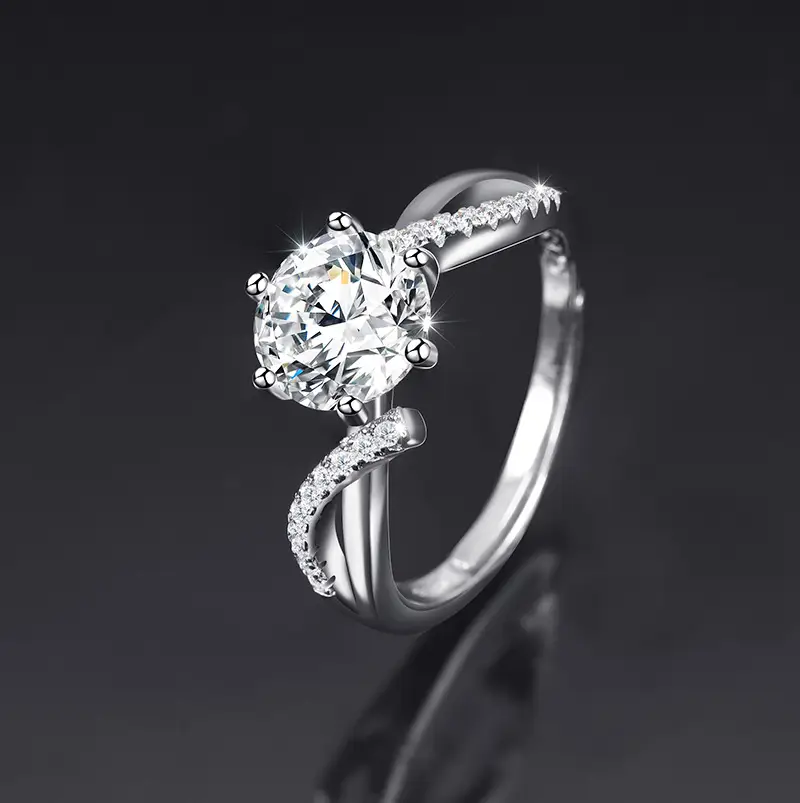 Large Zircon Ring for Women Adjustable Kuaishou