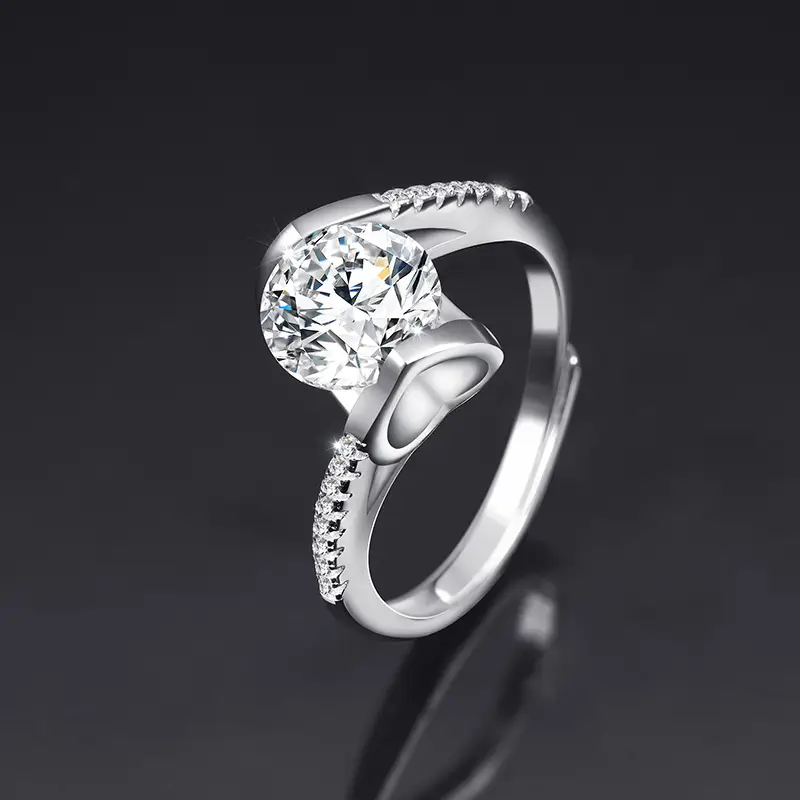 Large Zircon Ring for Women Adjustable Kuaishou