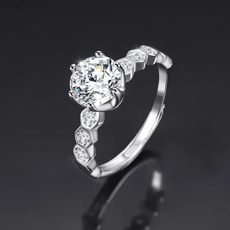 Large Zircon Ring for Women Adjustable Kuaishou