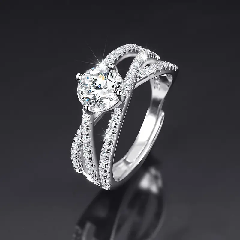 Large Zircon Ring for Women Adjustable Kuaishou