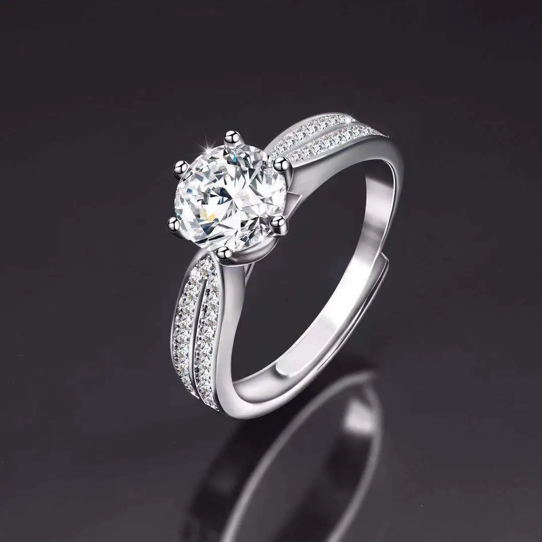Large Zircon Ring for Women Adjustable Kuaishou