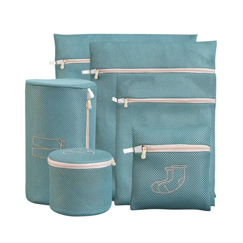 Blue Embroidered Underwear Washing Bag Set - Image 15