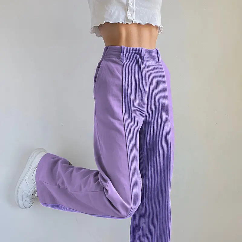 Women's Black Corduroy Slim Fit High Waist Trousers - Image 5