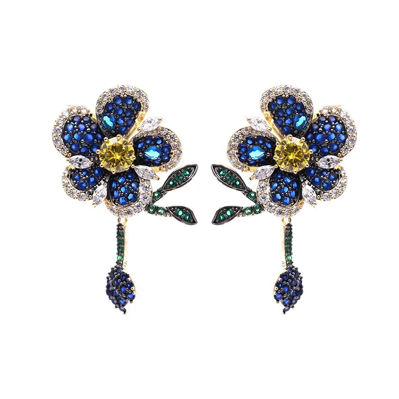 Korean Heavy Diamond Smart Leaf Earrings 925 Silver - Image 7