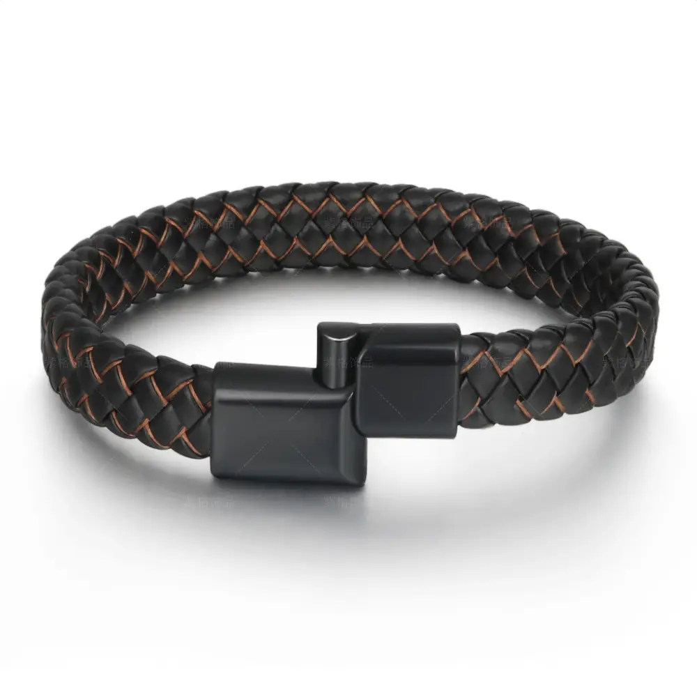 Men's Magnetic Braided Titanium Bracelet Blue Black - Image 7
