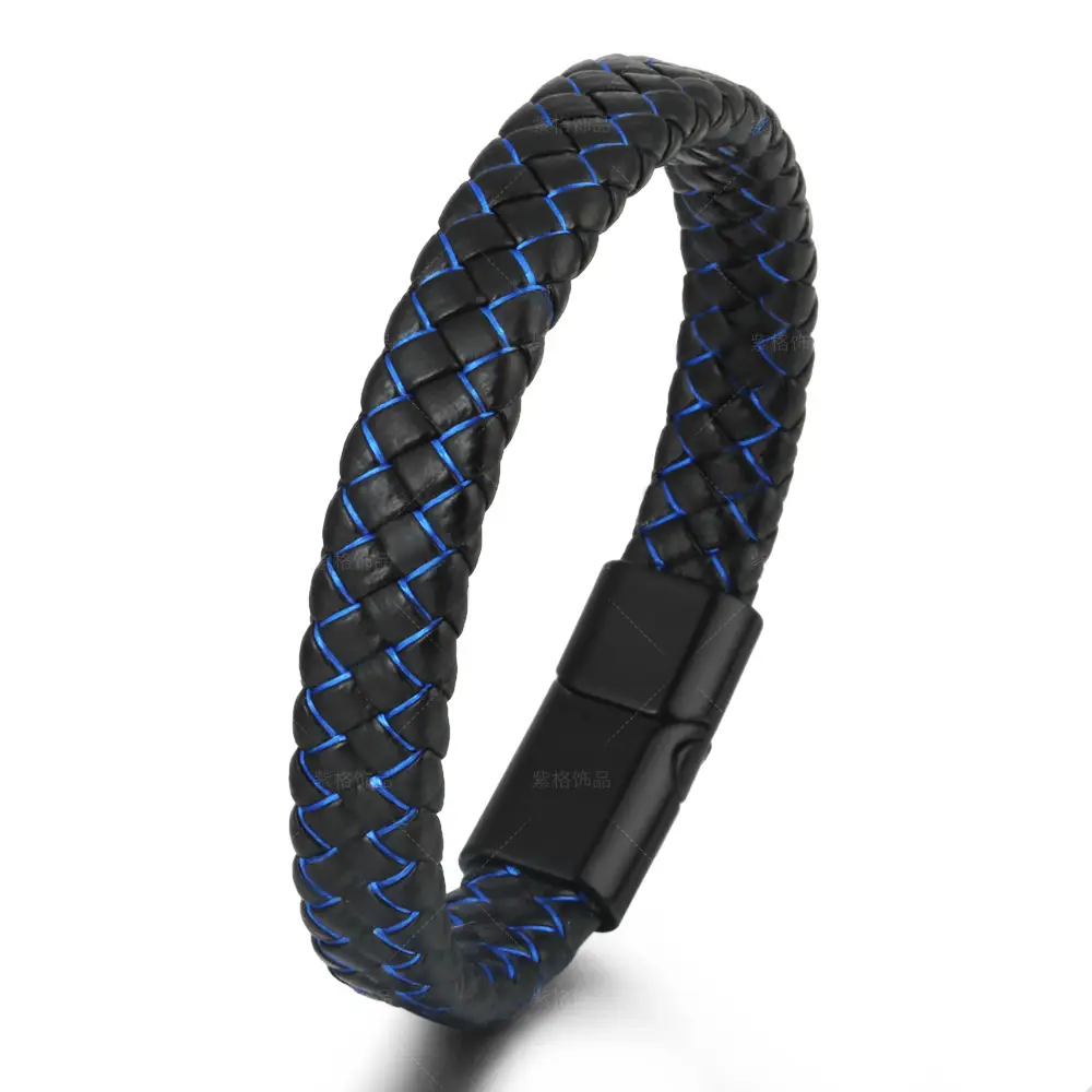 Men's Magnetic Braided Titanium Bracelet Blue Black - Image 2