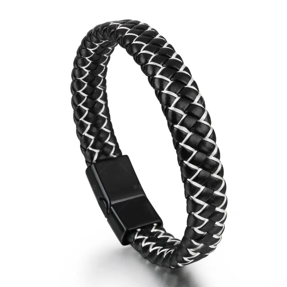 Men's Magnetic Braided Titanium Bracelet Blue Black - Image 3