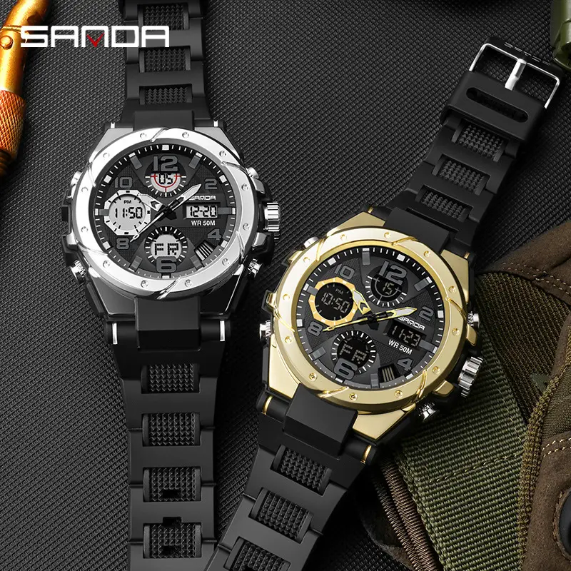 Sanda Gold Digital Watch for Men Women Sports Outdoor Waterproof - Image 61
