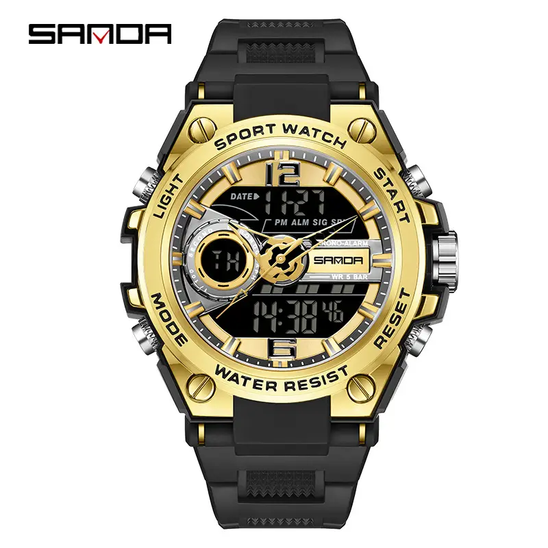 Sanda Gold Digital Watch for Men Women Sports Outdoor Waterproof - Image 40