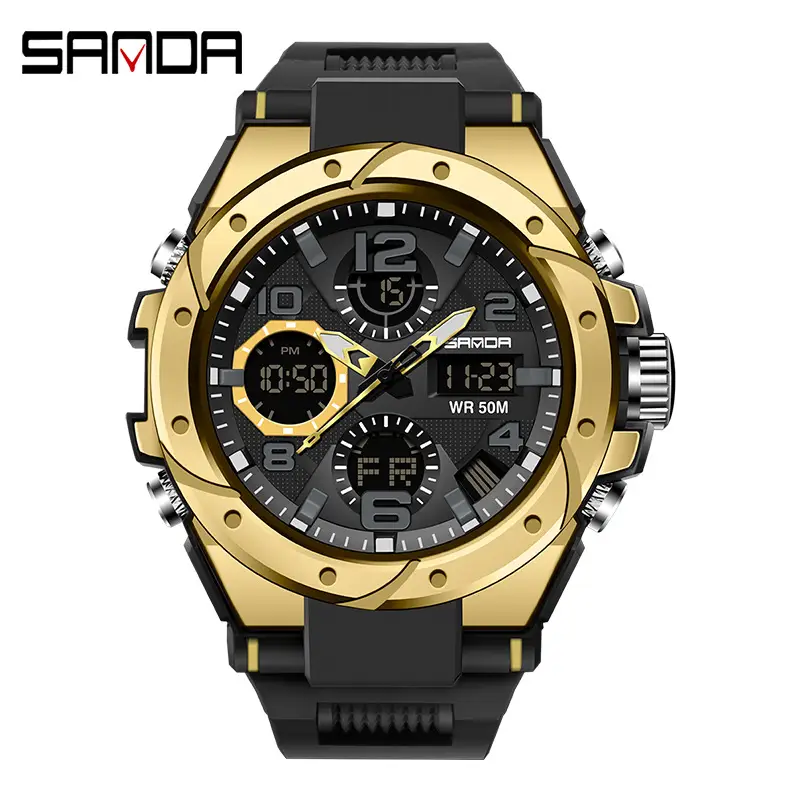 Sanda Gold Digital Watch for Men Women Sports Outdoor Waterproof - Image 5