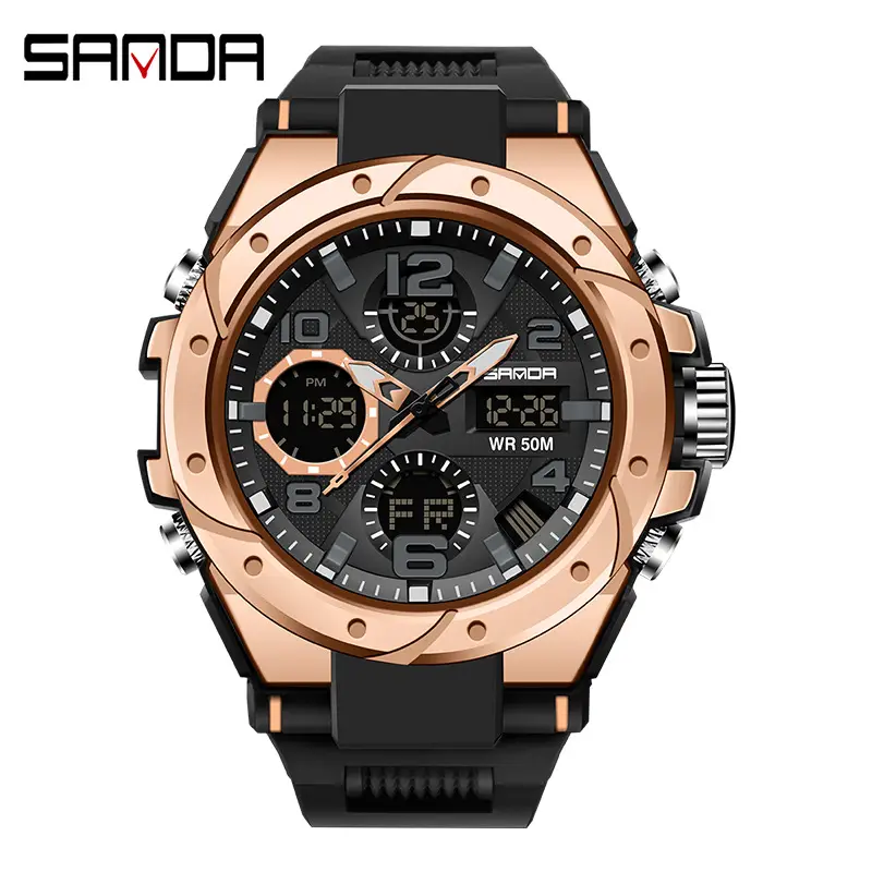 Sanda Gold Digital Watch for Men Women Sports Outdoor Waterproof - Image 6