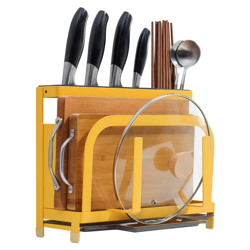 Wall-Mounted Stainless Steel Knife Holder with Glass Pot Lid