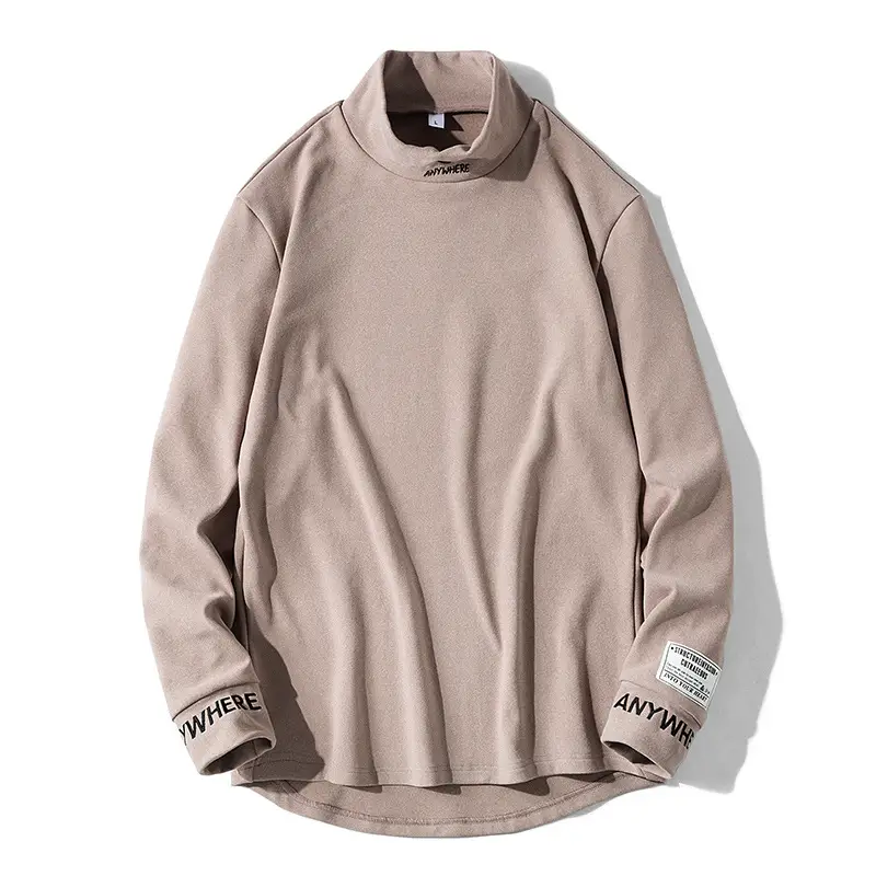 White Long Sleeve T-Shirt with Fleece Half Collar - Image 3