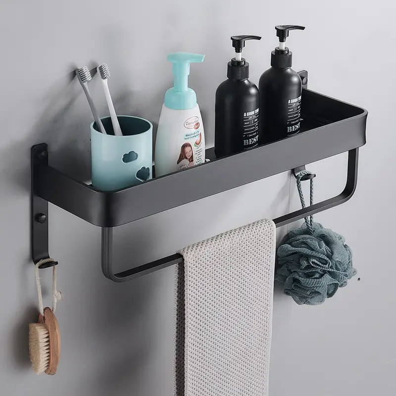 Black Space Aluminum Toilet Storage Rack Wall Hanging - Image 5