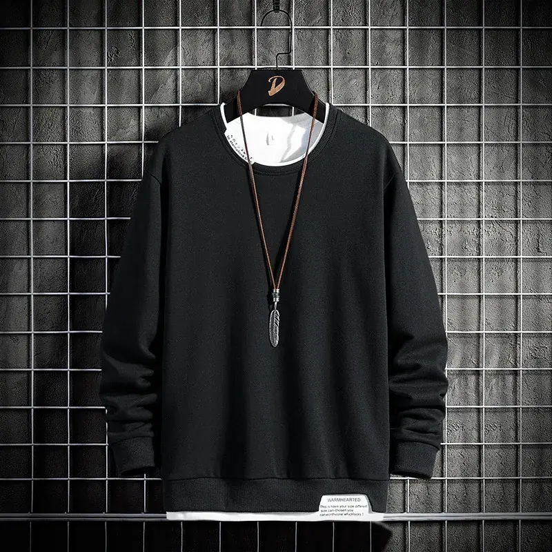 Men's White Korean Style Pullover Sweater - Image 2
