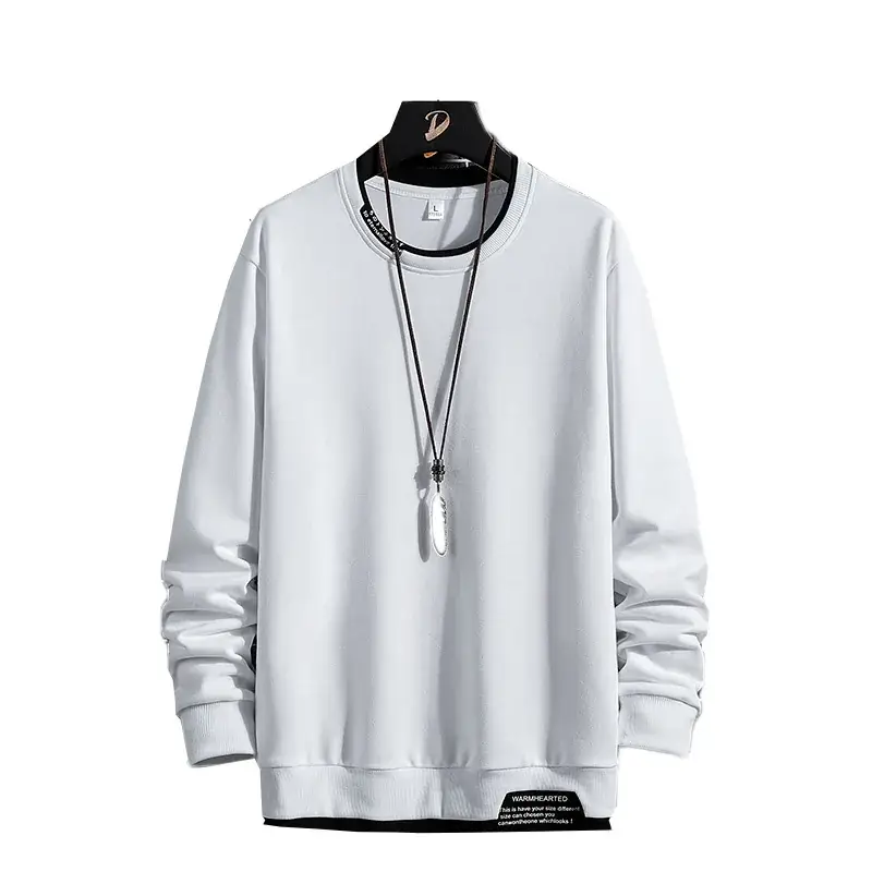 Men's White Korean Style Pullover Sweater - Image 6