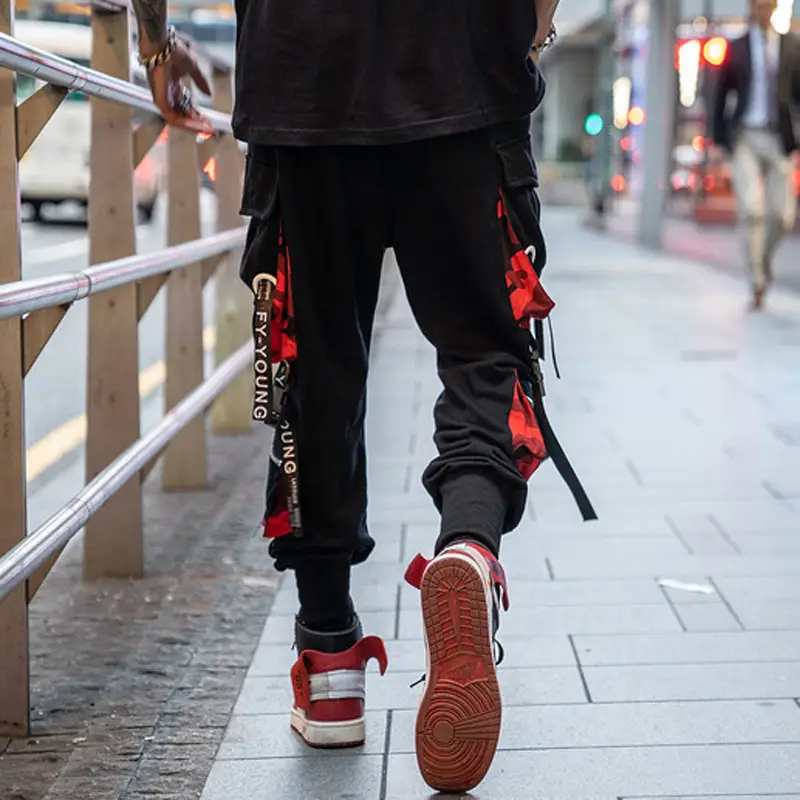 Men Black Red Graphic Ankle Pants Set - Image 5