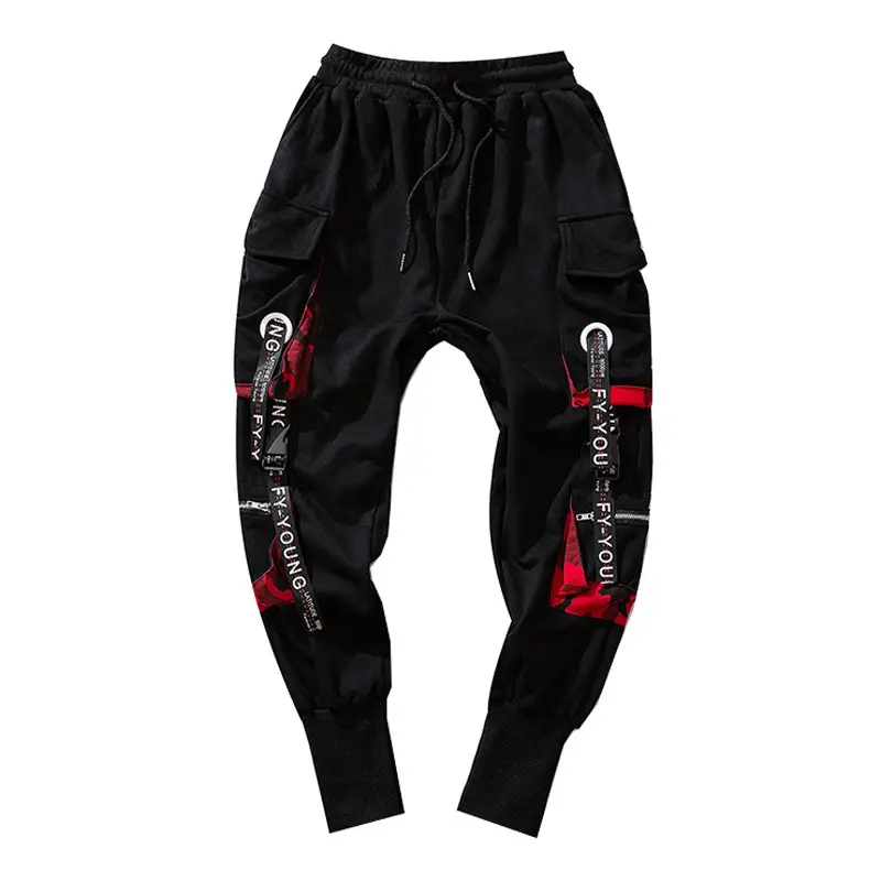 Men Black Red Graphic Ankle Pants Set - Image 6