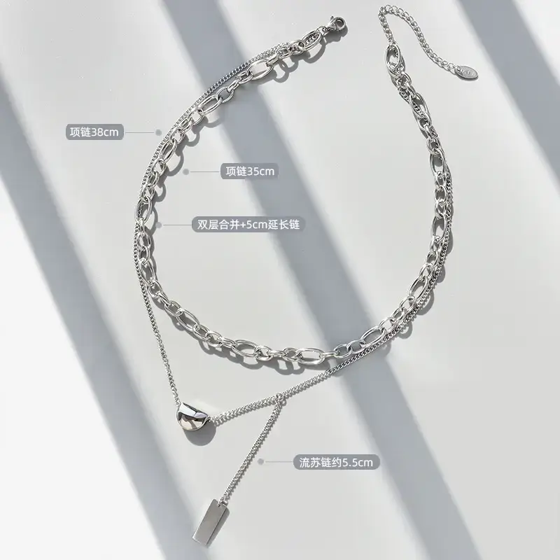 Double Layered Gold Bean Chain Necklace for Women - Image 6