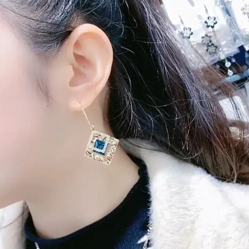 Geometric Rhombus Crystal Earrings 925 Silver - Image 6