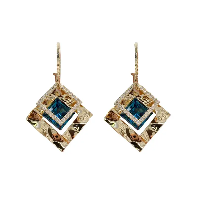 Geometric Rhombus Crystal Earrings 925 Silver - Image 7