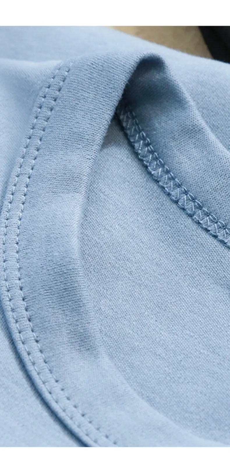 210G Long Sleeve Cotton T-Shirt Blue Couple Wear — feature 9