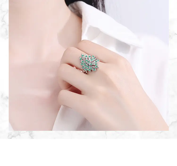 European Peacock Ring with Fresh Zircon Open Screen — feature 10