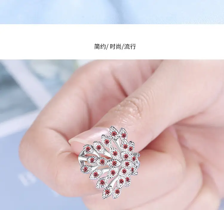European Peacock Ring with Fresh Zircon Open Screen — feature 2