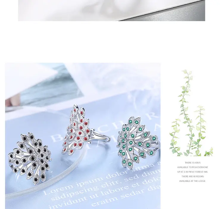 European Peacock Ring with Fresh Zircon Open Screen — feature 5