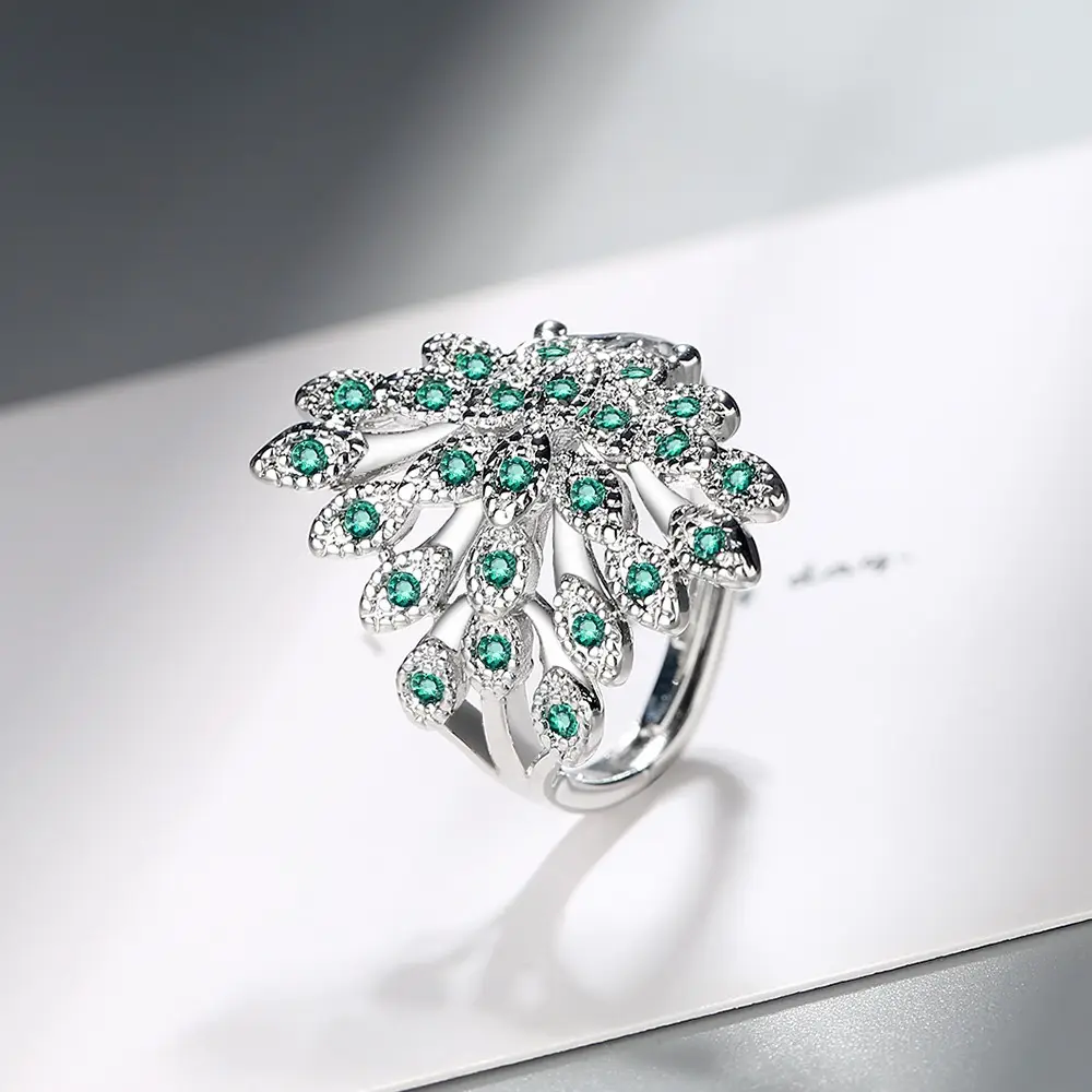 European Peacock Ring with Fresh Zircon Open Screen - Image 2