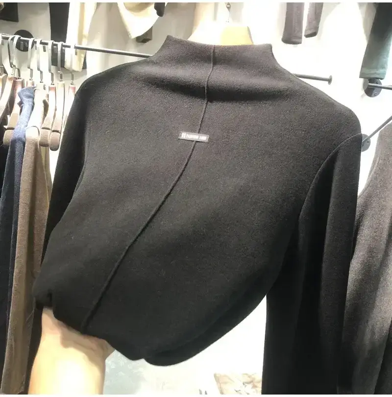 Women Velvet Half-High Collar Top 2025 Winter - Image 4