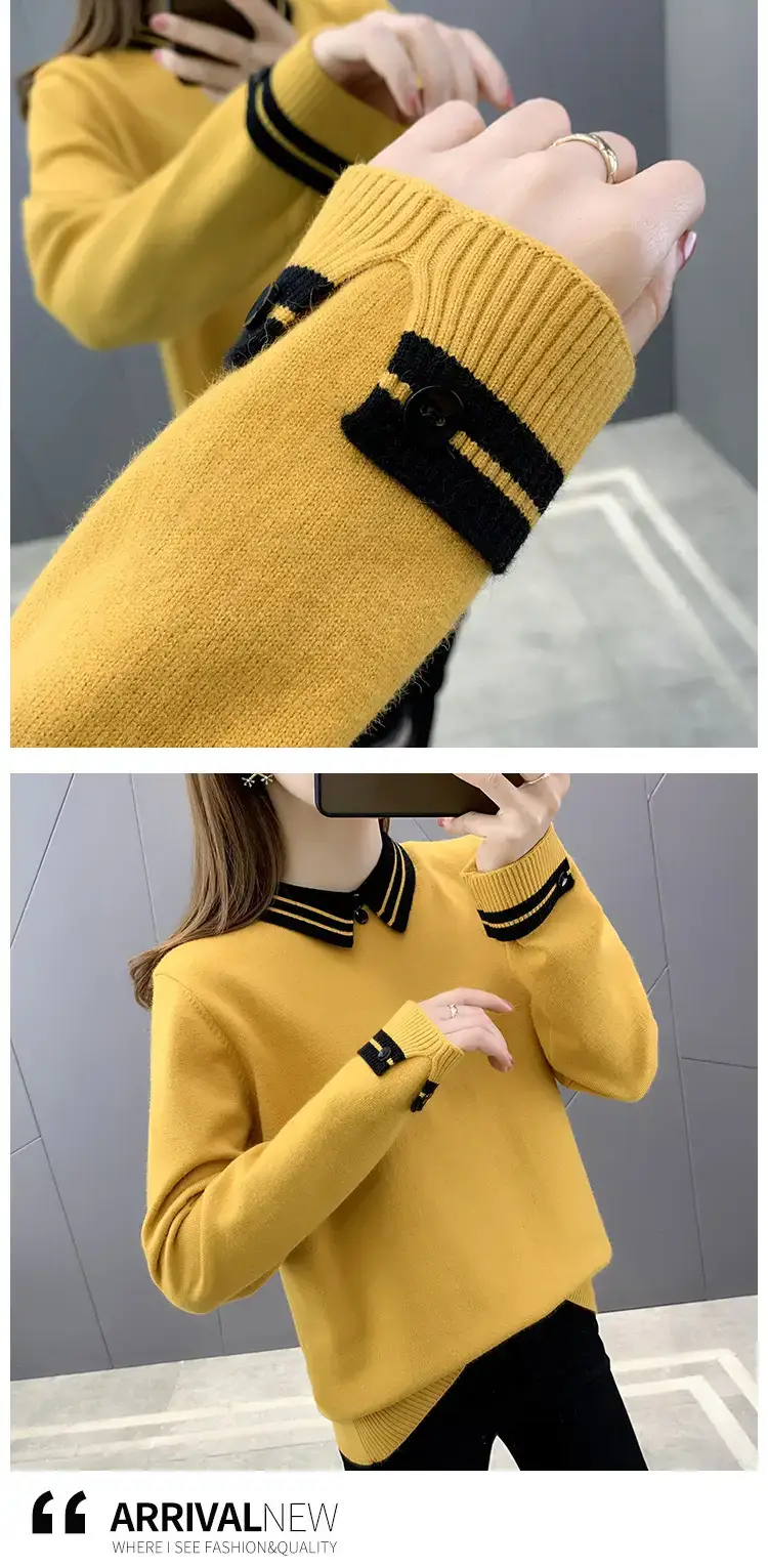 Women Grey Knit Collar Sweater 2026 Winter — feature 13