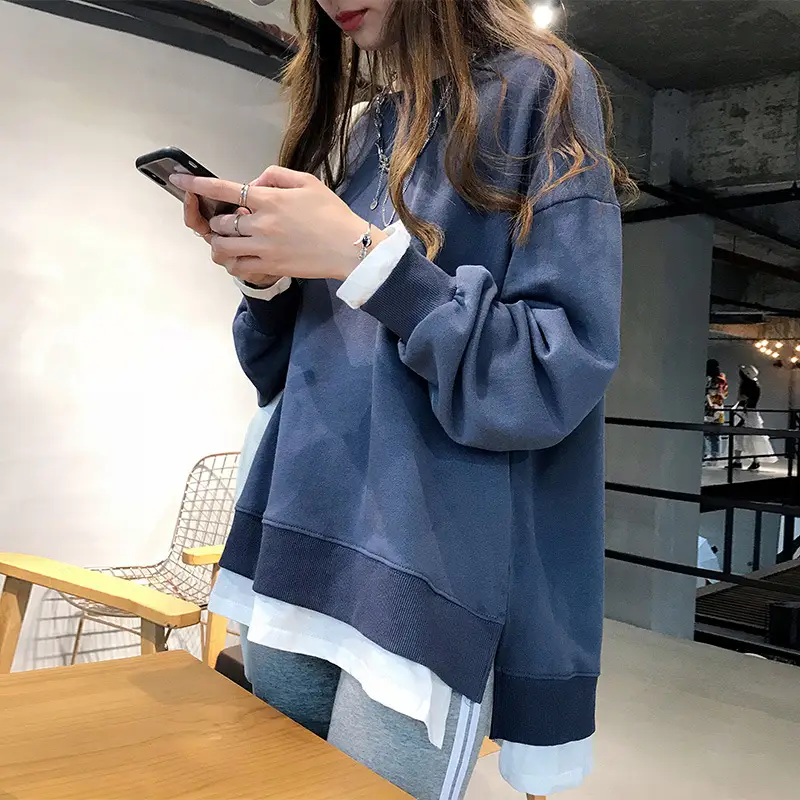 Women's Maroon Long Sleeve Pullover Korean Style - Image 5