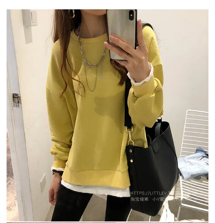 Women's Maroon Long Sleeve Pullover Korean Style — feature 13