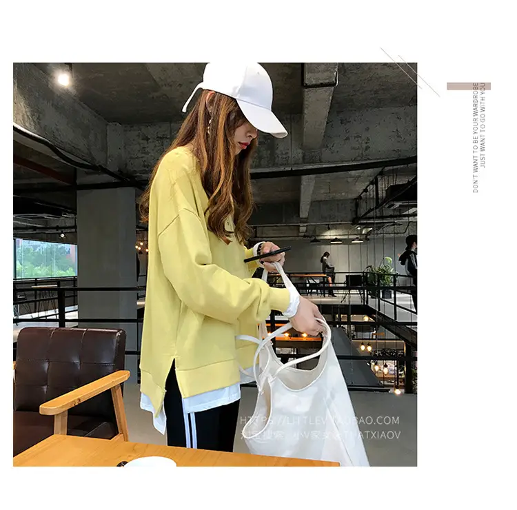Women's Maroon Long Sleeve Pullover Korean Style — feature 17