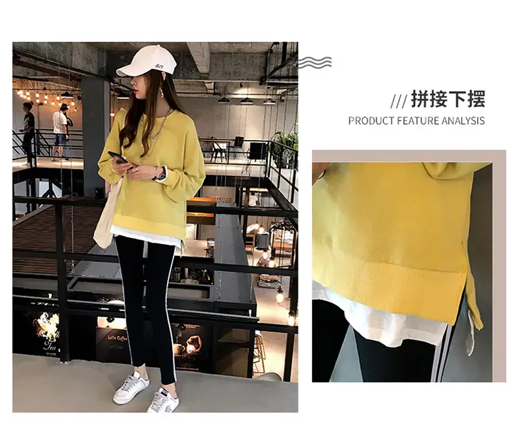 Women's Maroon Long Sleeve Pullover Korean Style — feature 2