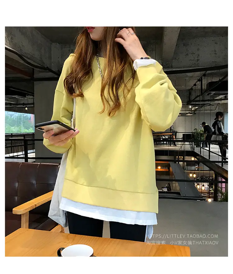 Women's Maroon Long Sleeve Pullover Korean Style — feature 20
