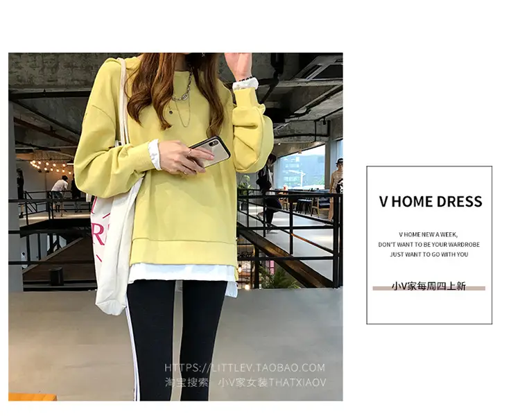 Women's Maroon Long Sleeve Pullover Korean Style — feature 21