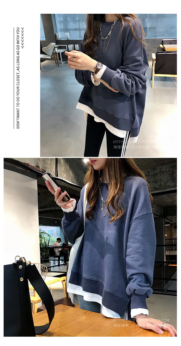 Women's Maroon Long Sleeve Pullover Korean Style — feature 28