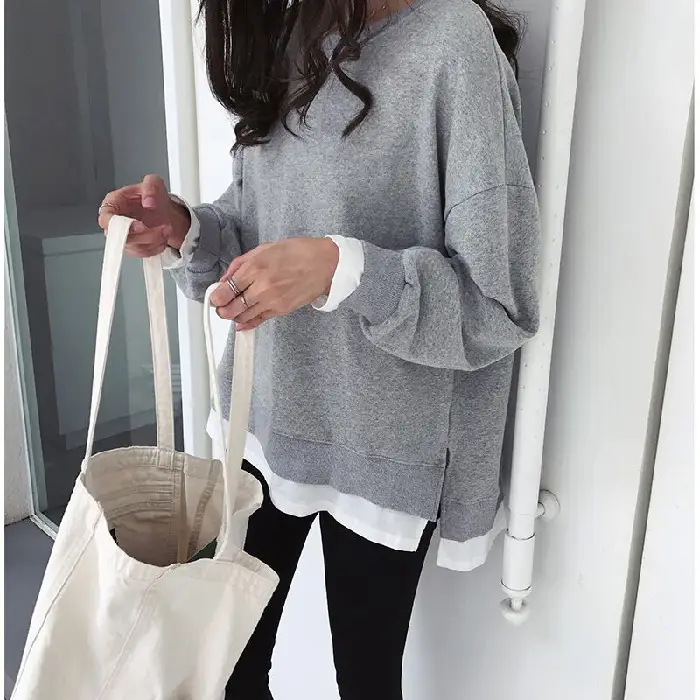 Women's Maroon Long Sleeve Pullover Korean Style - Image 2