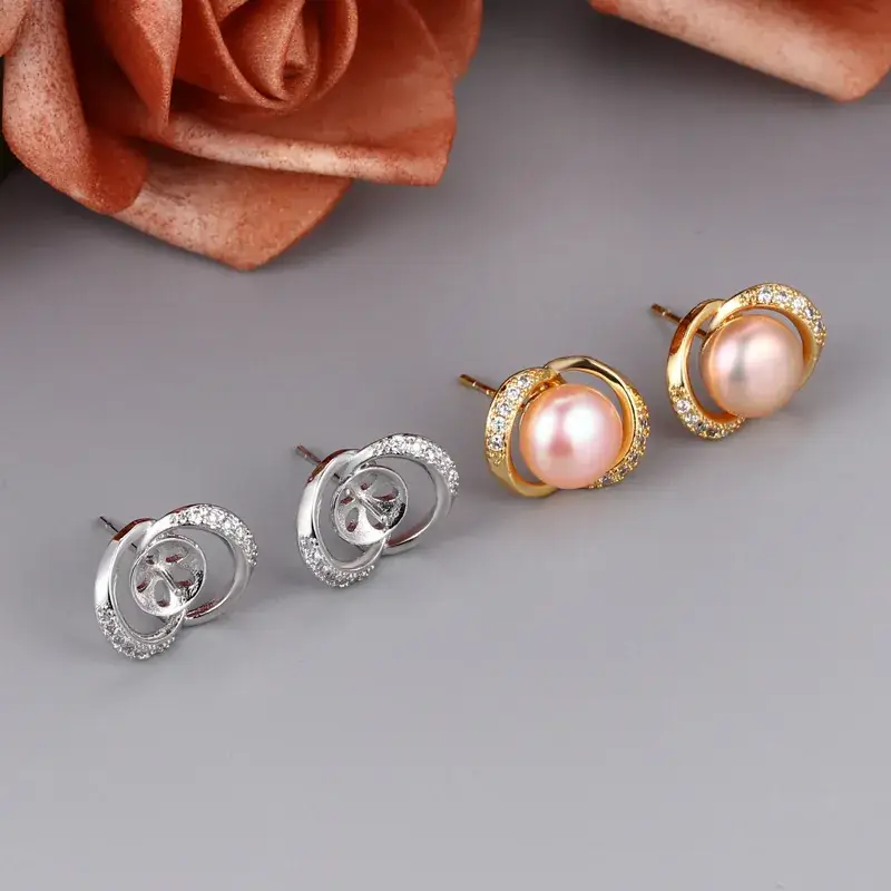 Freshwater Pearl Ring Earrings for Women Gold Plated