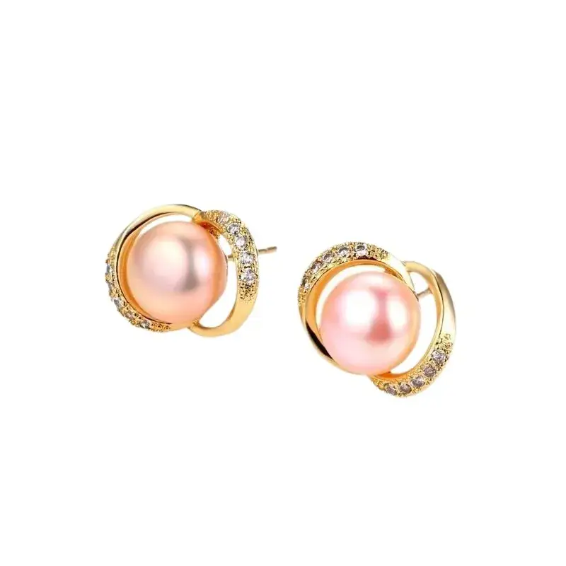 Freshwater Pearl Ring Earrings for Women Gold Plated