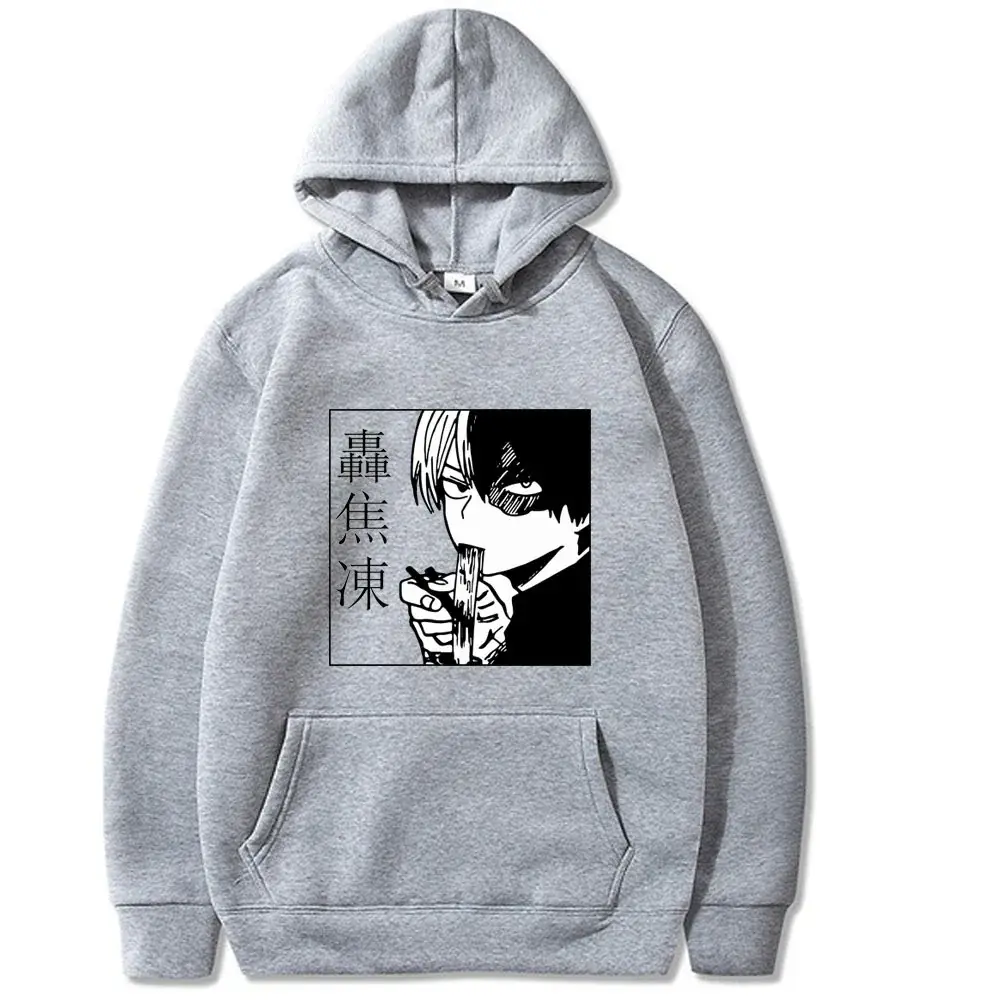 Men Hoodie Gray Hero Academia Shoto Todoroki Design - Image 4