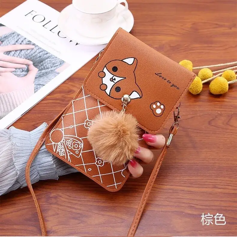 Women's Purple Touch Screen Mobile Bag with Pom Pom — feature 20