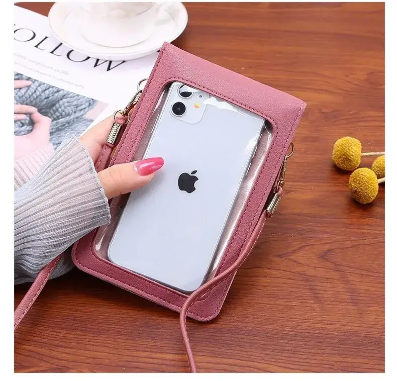 Women's Purple Touch Screen Mobile Bag with Pom Pom — feature 8